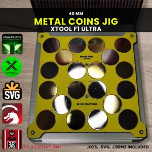 xTool F1 Ultra Laser Jig for Metal Coins - Challenge Coins & Brass Nickels Template