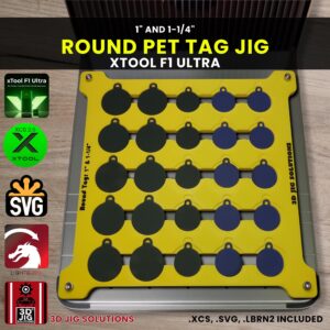 xTool F1 Ultra Laser Jig for Round Pet Tags - Metal Pet ID Tag Template