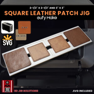 A top-down view of the EufyMake E1 square hat patch jig holding both 2.5" and 3" blank patches.
