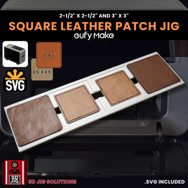 A top-down view of the EufyMake E1 square hat patch jig holding both 2.5" and 3" blank patches.