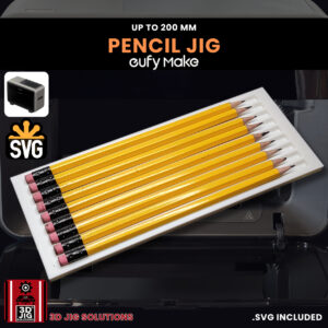 A top-down view of the EufyMake E1 pencil jig holding multiple blank pencils.
