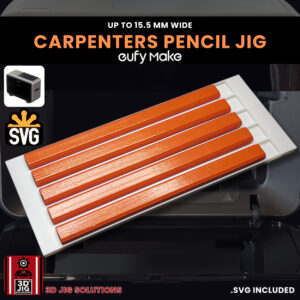 A top-down view of the EufyMake E1 carpenter pencil jig holding multiple blank pencils.