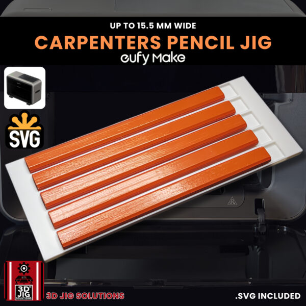 A top-down view of the EufyMake E1 carpenter pencil jig holding multiple blank pencils.