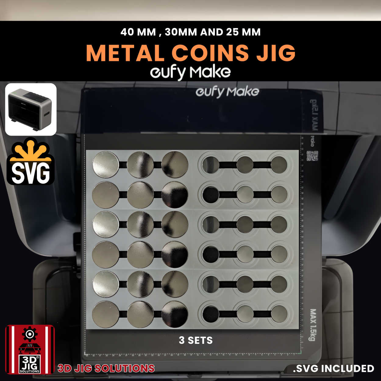 EufyMake E1 Metal Coin UV Printer Jig | 40mm, 30mm, & 25mm - Image 10