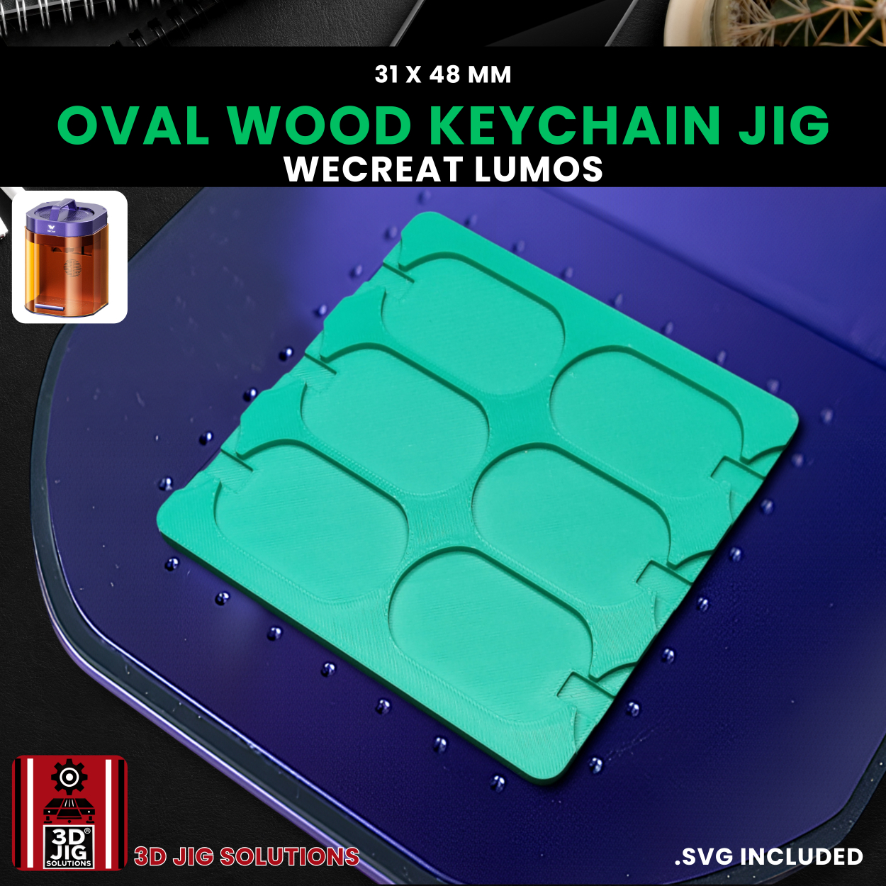WeCreat Lumos Oval Wood Keychain Engraving Jig - Image 2