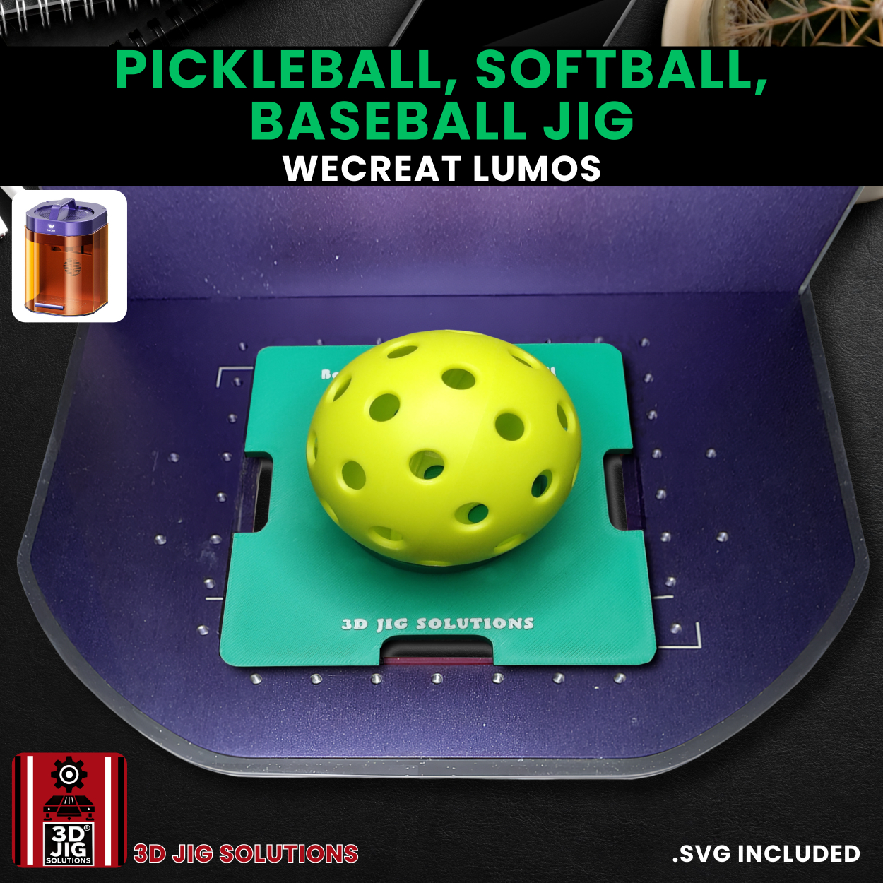 WeCreat Lumos Sports Ball Engraving Jig | Baseball, Softball & Pickleball Fixture - Image 5