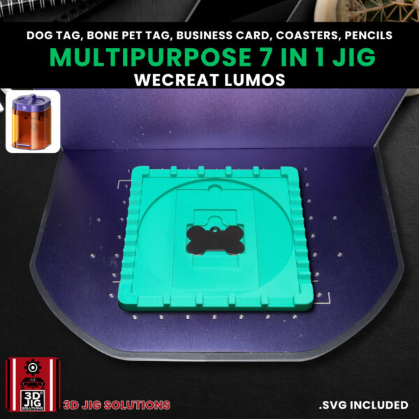 WeCreat Lumos 7-in-1 Laser Engraving Jig | Dog Tags, Coasters, & Pencils - Image 2