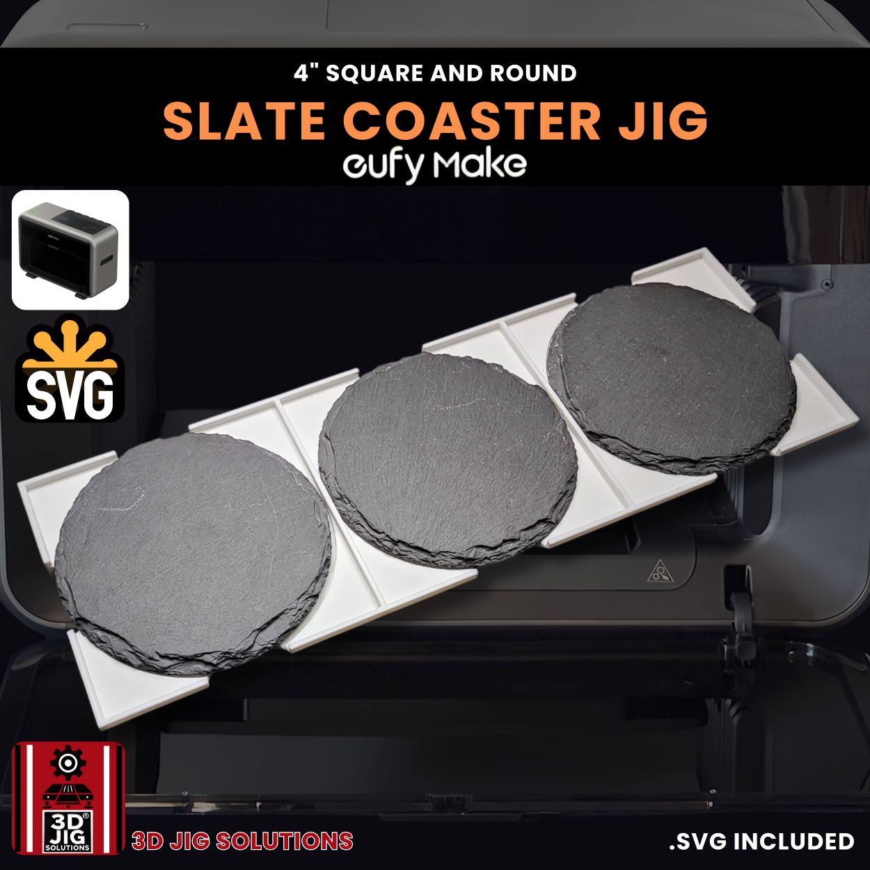 EufyMake E1 Slate Coaster UV Printer Jig | 4-Inch Alignment Fixture - Image 2