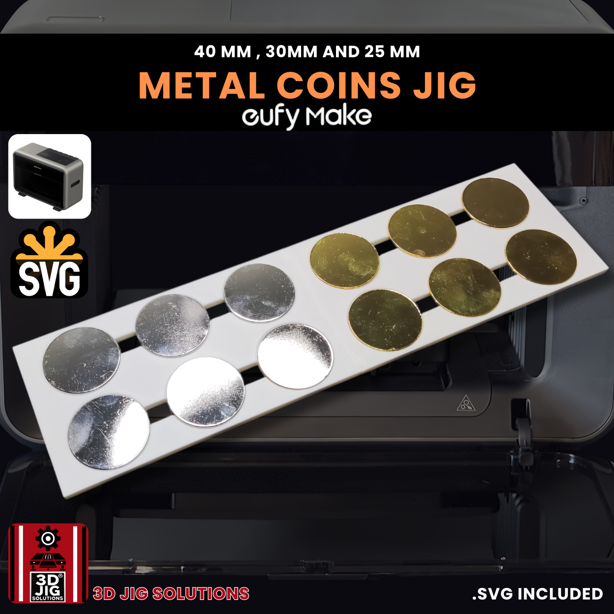 EufyMake E1 Metal Coin UV Printer Jig | 40mm, 30mm, & 25mm - Image 2