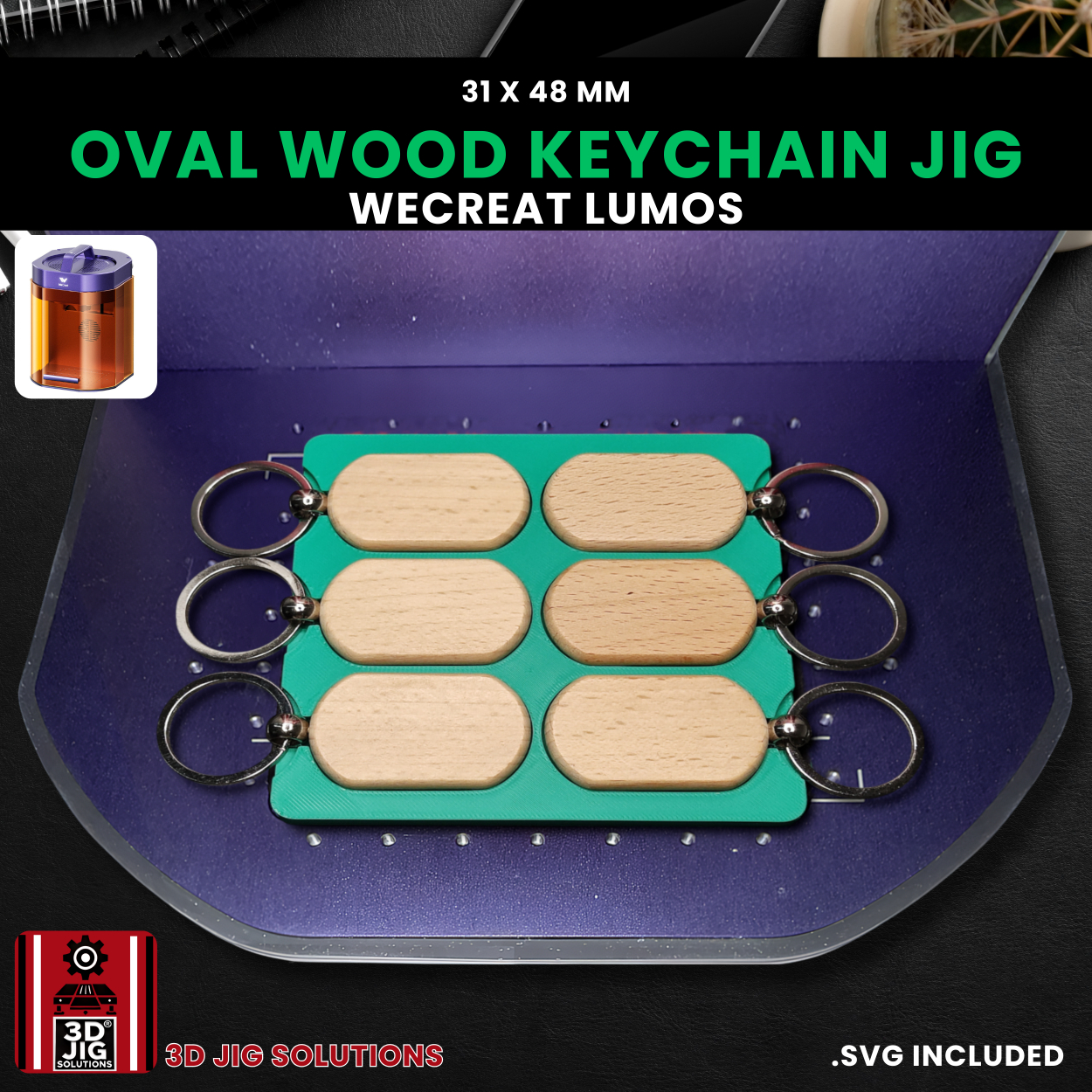 WeCreat Lumos Oval Wood Keychain Engraving Jig - Image 3