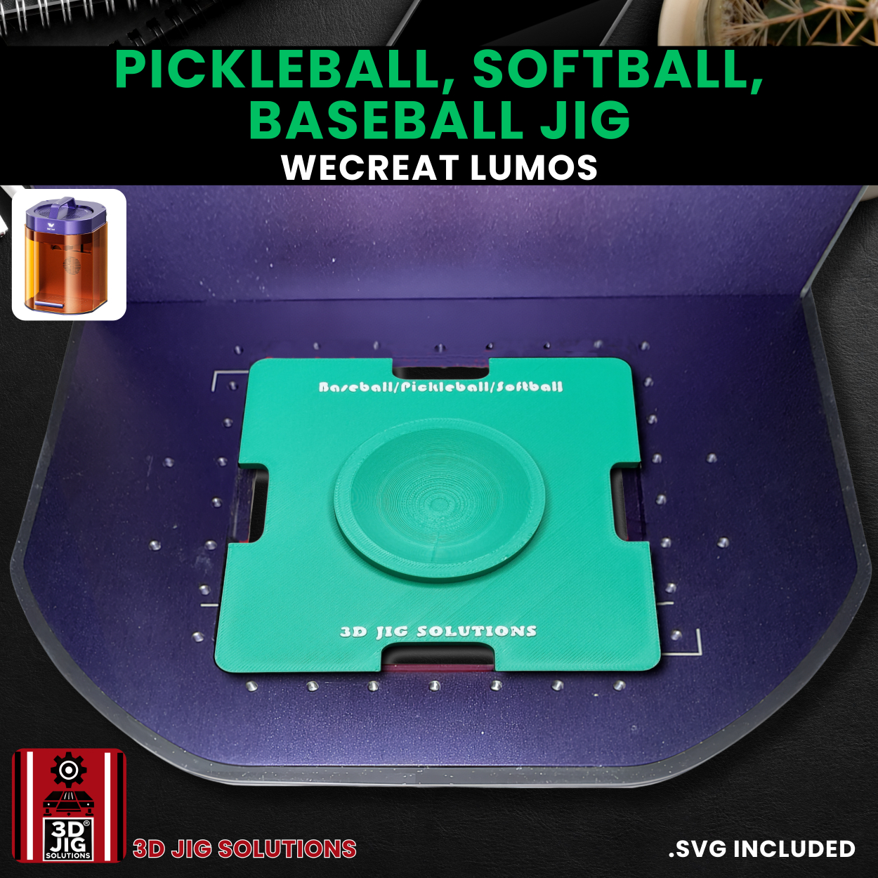 WeCreat Lumos Sports Ball Engraving Jig | Baseball, Softball & Pickleball Fixture - Image 6
