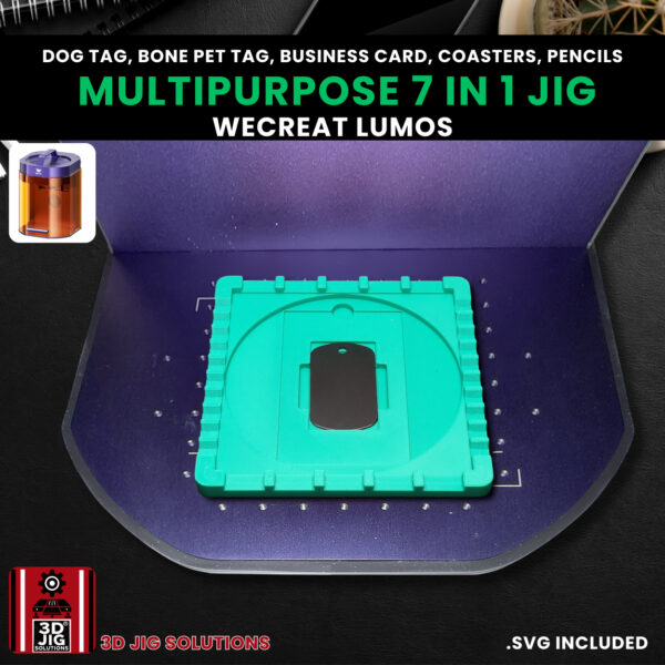 WeCreat Lumos 7-in-1 Laser Engraving Jig | Dog Tags, Coasters, & Pencils - Image 3