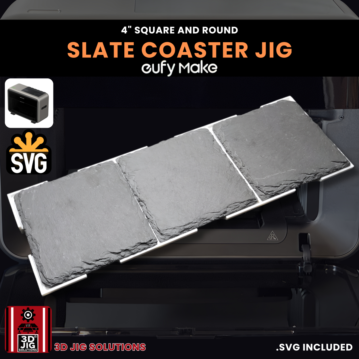 EufyMake E1 Slate Coaster UV Printer Jig | 4-Inch Alignment Fixture - Image 3