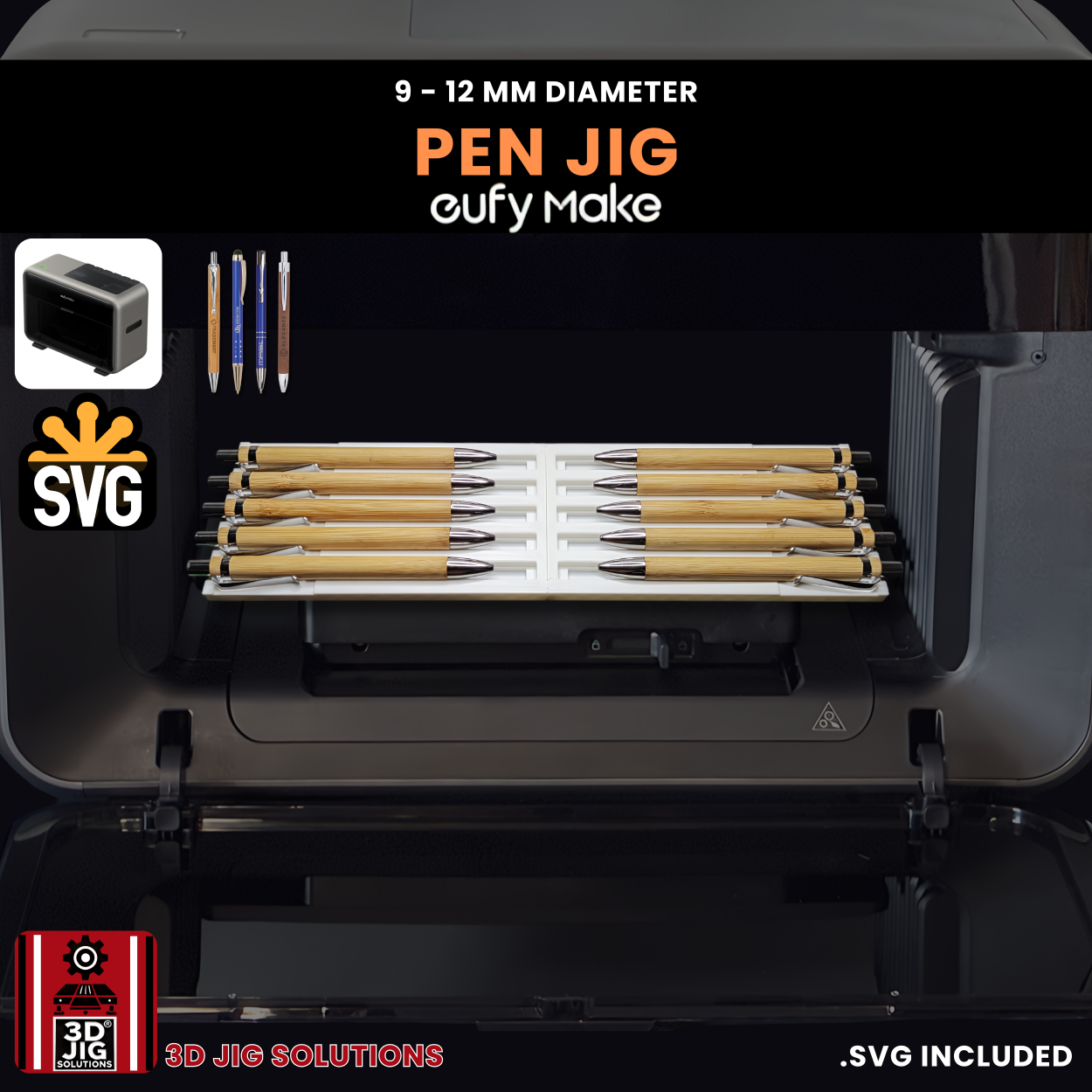 EufyMake E1 Pen UV Printer Alignment Fixture | 9-12mm Pen Jig - Image 3