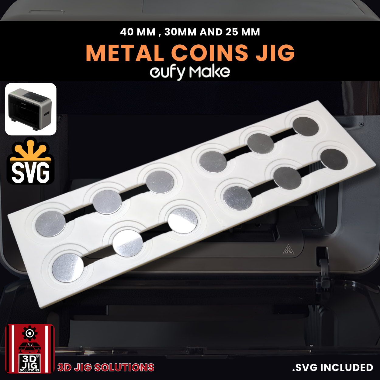 EufyMake E1 Metal Coin UV Printer Jig | 40mm, 30mm, & 25mm - Image 3