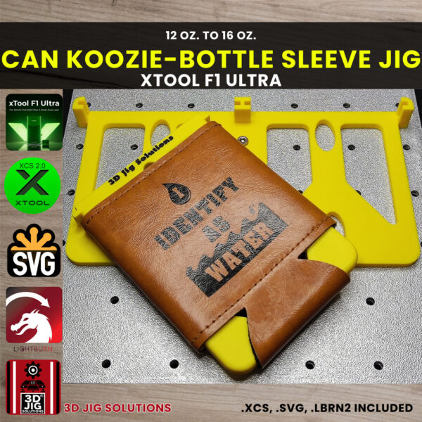 xTool F1 Ultra Can Koozie Jig | Bottle Cooler Sleeve Engraving Alignment, xTool F2 Ultra Compatible, Engrave Front & Back, XCS Files - Image 5