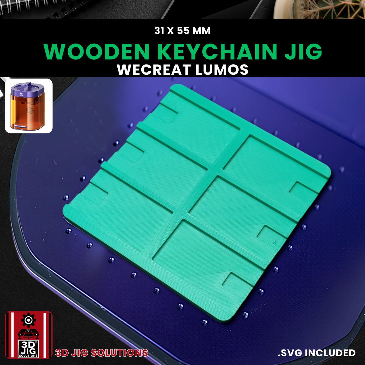 WeCreat Lumos Rectangle Wood Keychain Engraving Jig - Image 3