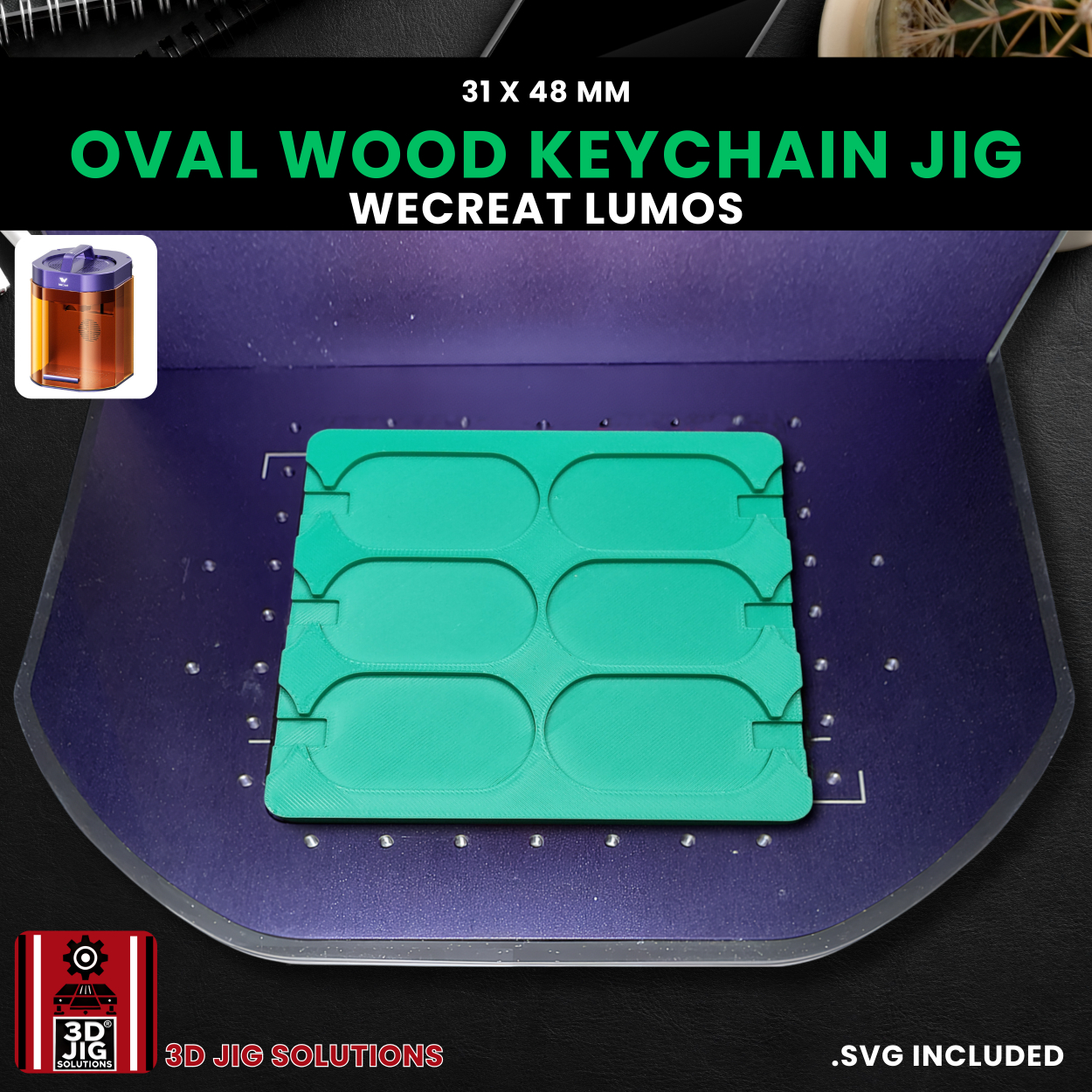 WeCreat Lumos Oval Wood Keychain Engraving Jig - Image 4
