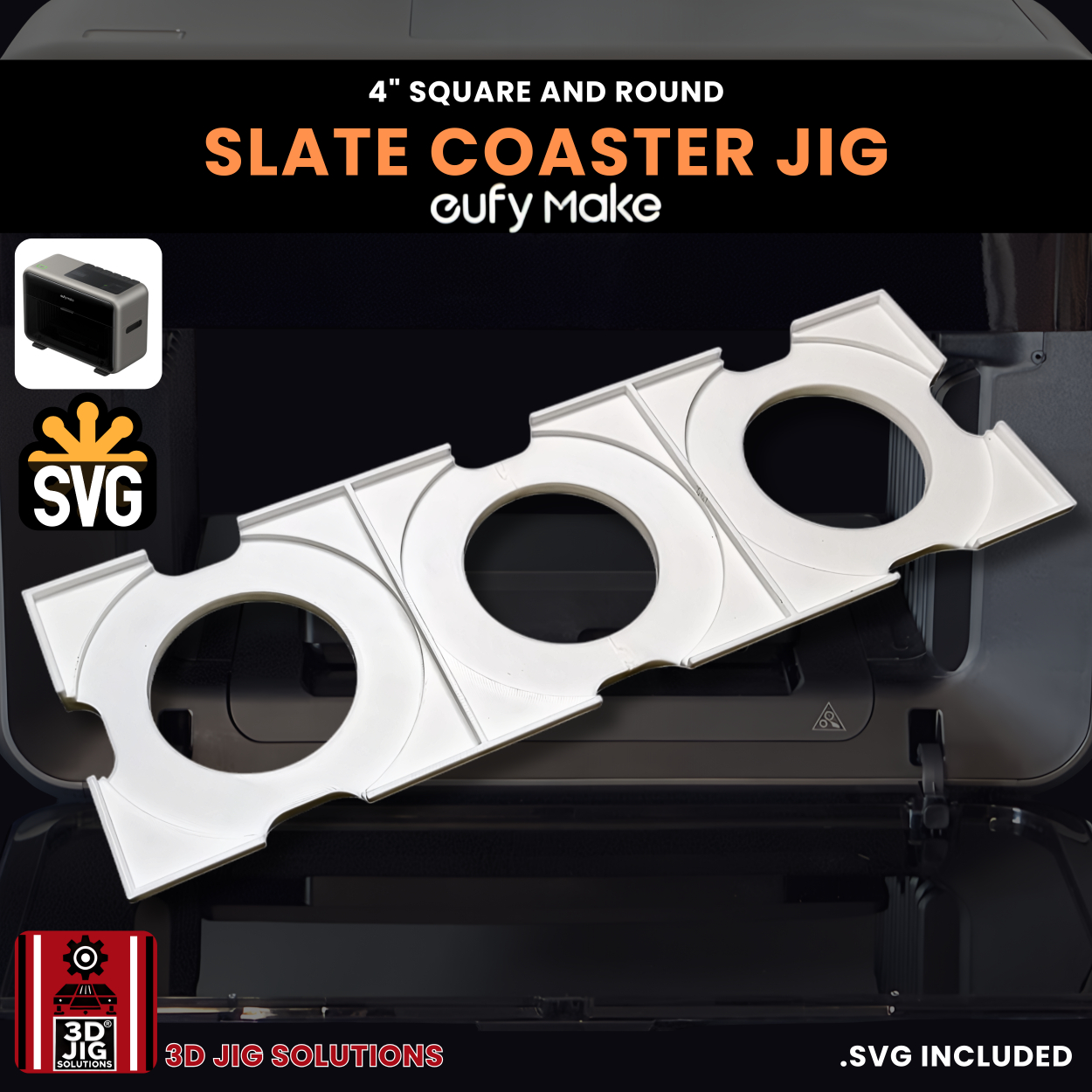 EufyMake E1 Slate Coaster UV Printer Jig | 4-Inch Alignment Fixture - Image 4
