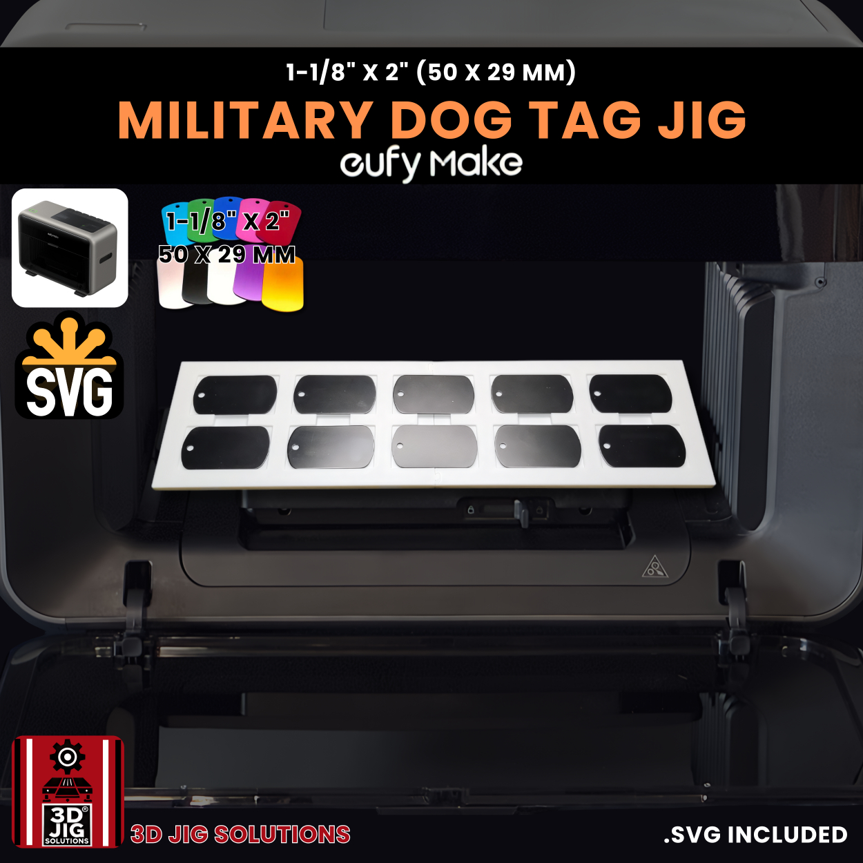 EufyMake E1 Military Dog Tag Jig | UV Printer Fixture - Image 3