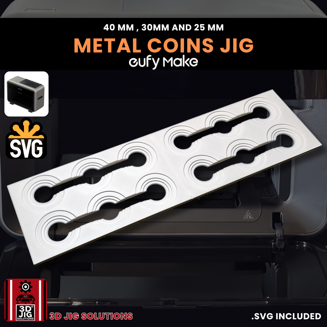 EufyMake E1 Metal Coin UV Printer Jig | 40mm, 30mm, & 25mm - Image 4