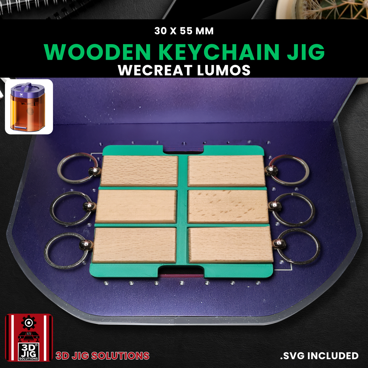 WeCreat Lumos Rectangle Wood Keychain Engraving Jig - Image 4