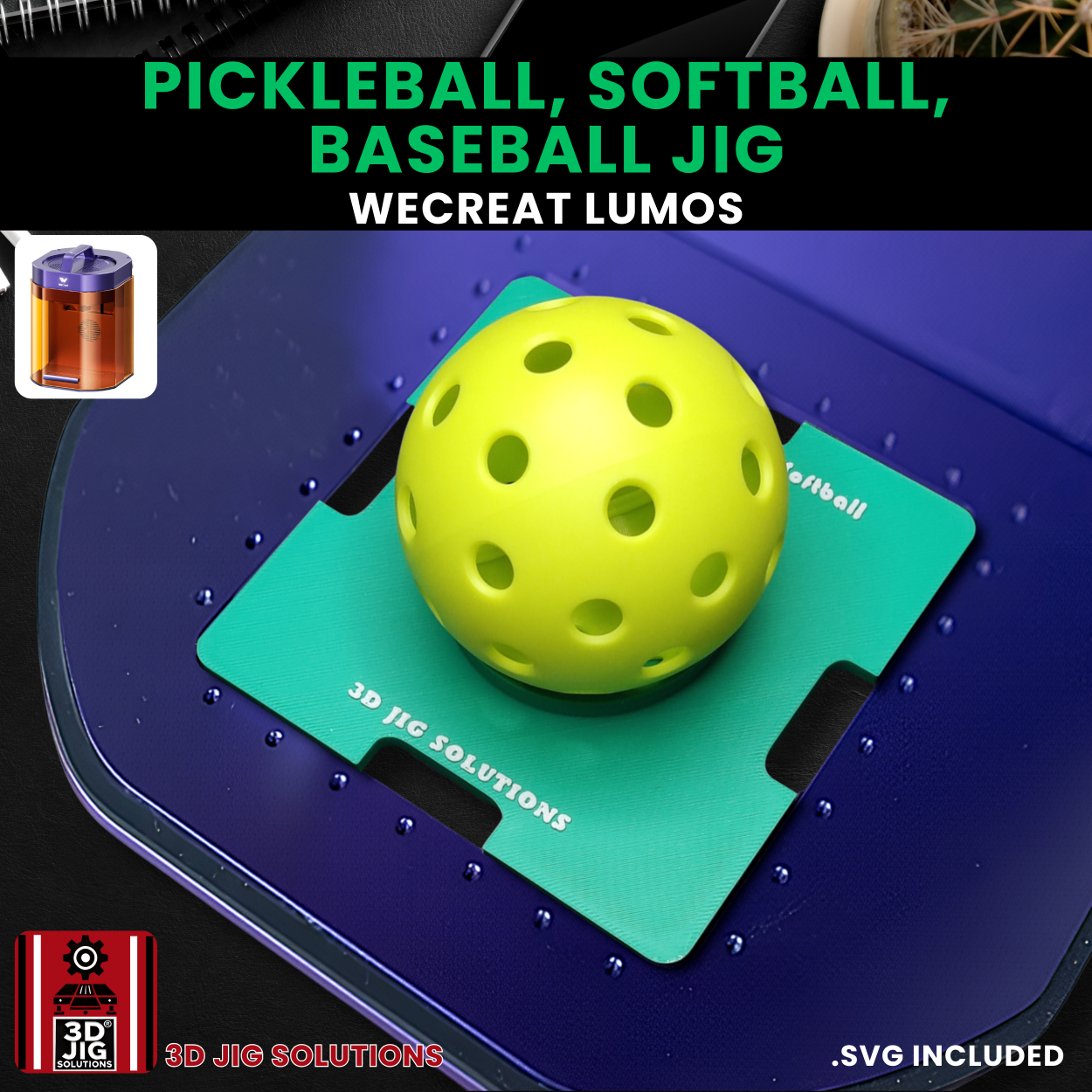 WeCreat Lumos Sports Ball Engraving Jig | Baseball, Softball & Pickleball Fixture - Image 2