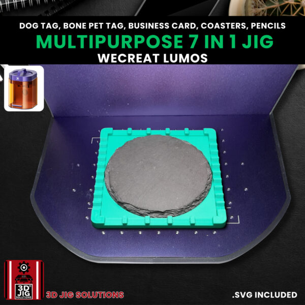 WeCreat Lumos 7-in-1 Laser Engraving Jig | Dog Tags, Coasters, & Pencils - Image 5