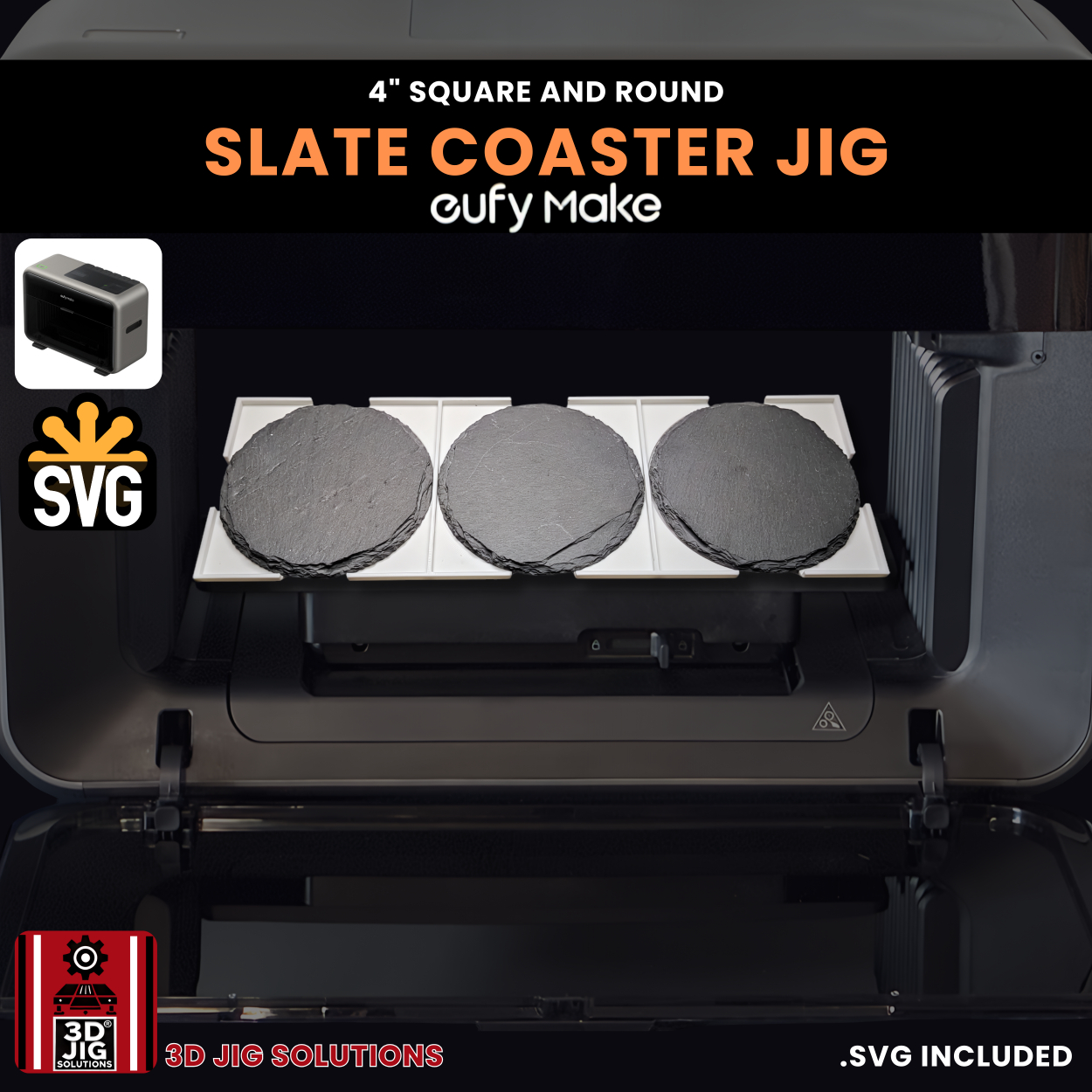 EufyMake E1 Slate Coaster UV Printer Jig | 4-Inch Alignment Fixture - Image 5