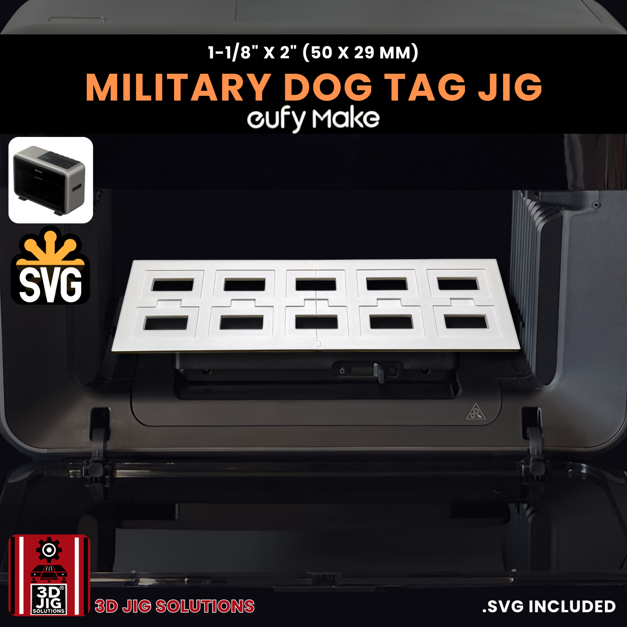 EufyMake E1 Military Dog Tag Jig | UV Printer Fixture - Image 4