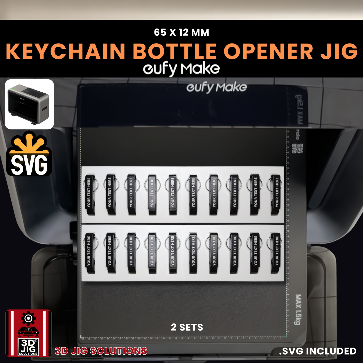 EufyMake E1 Keychain Bottle Opener Jig | UV Printer Fixture - Image 5