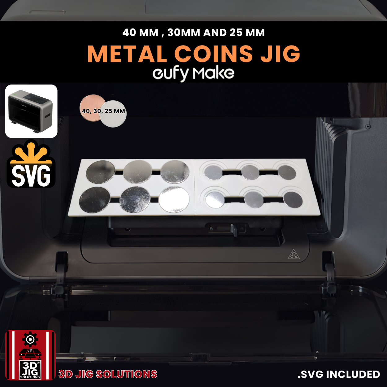 EufyMake E1 Metal Coin UV Printer Jig | 40mm, 30mm, & 25mm - Image 5