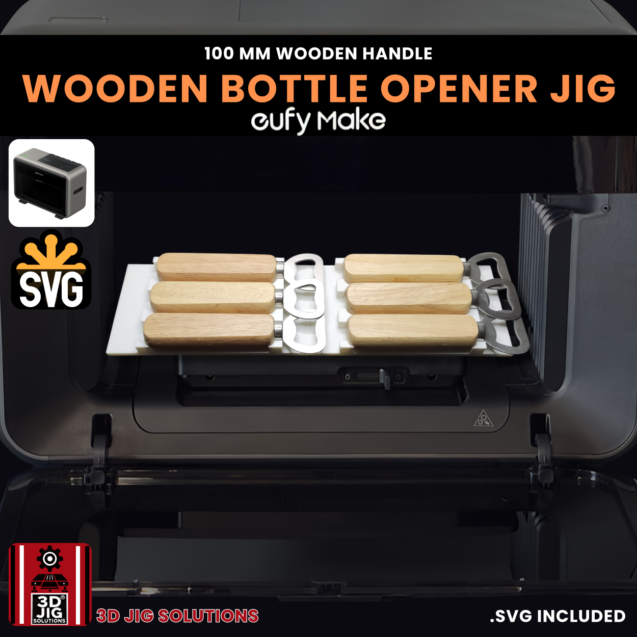 EufyMake E1 Wooden Handle Bottle Opener Jig | UV Printer Fixture - Image 3