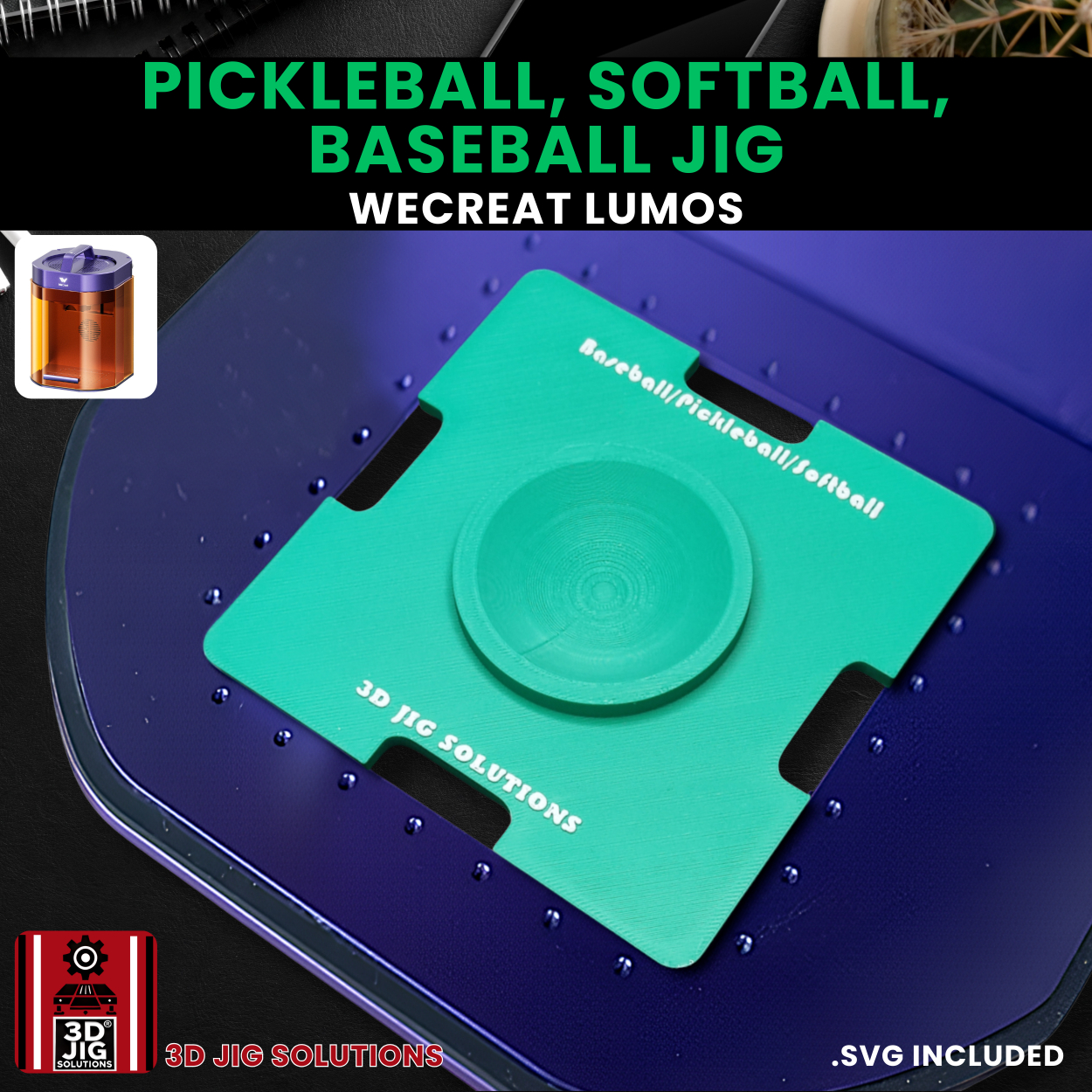 WeCreat Lumos Sports Ball Engraving Jig | Baseball, Softball & Pickleball Fixture - Image 3