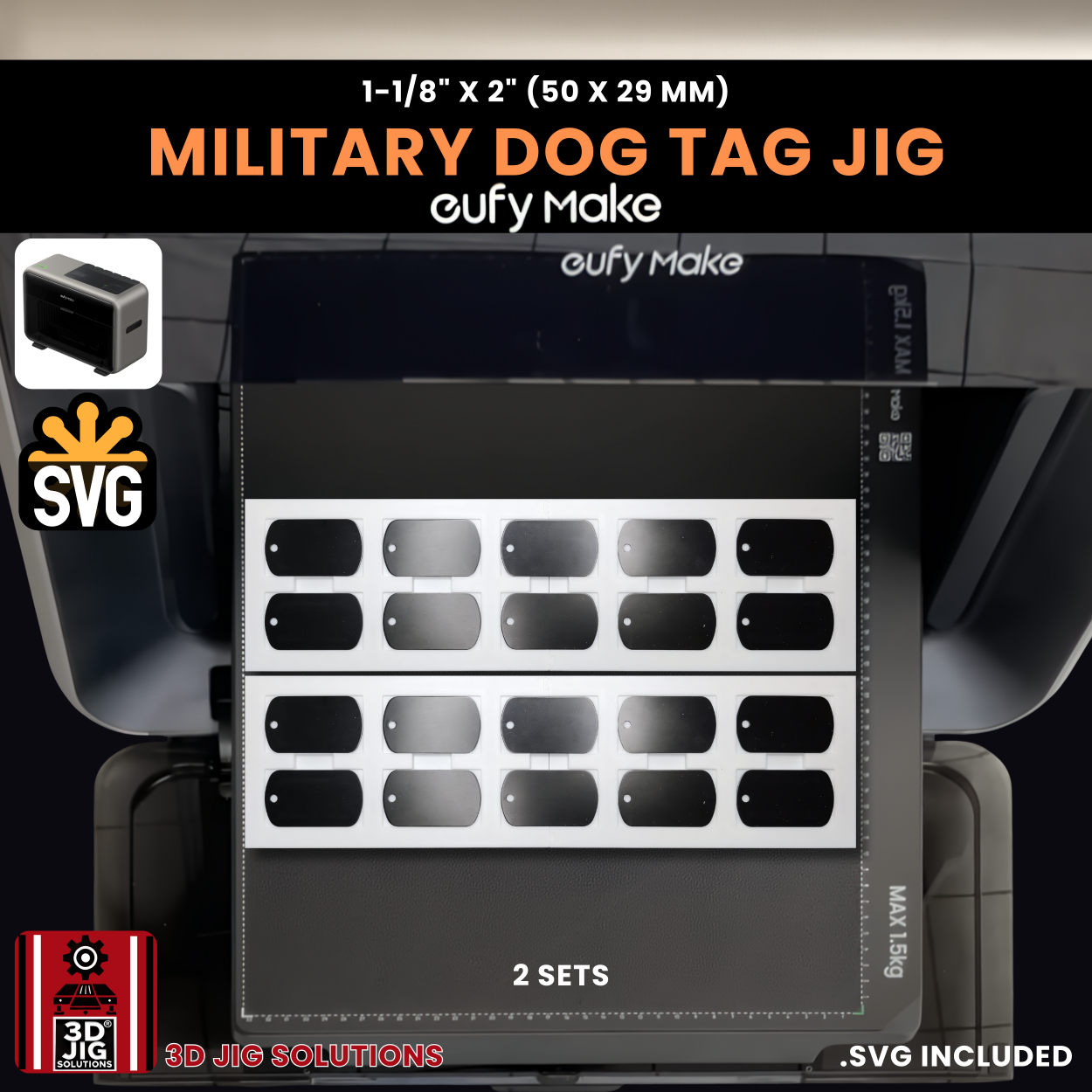 EufyMake E1 Military Dog Tag Jig | UV Printer Fixture - Image 5