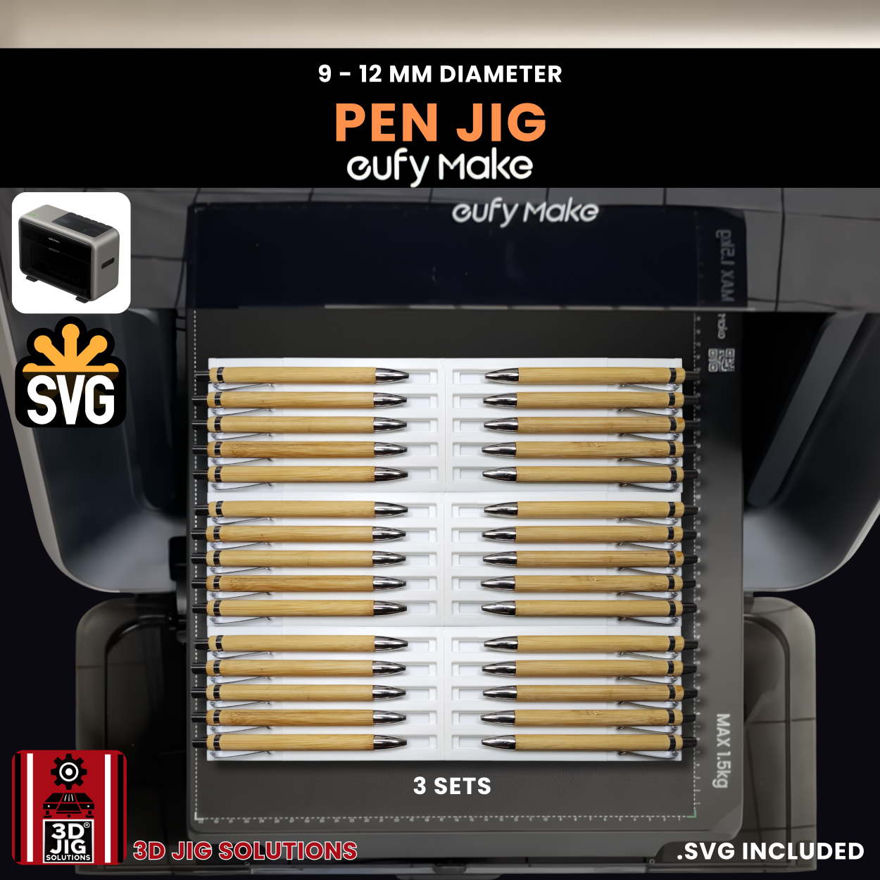 EufyMake E1 Pen UV Printer Alignment Fixture | 9-12mm Pen Jig - Image 5