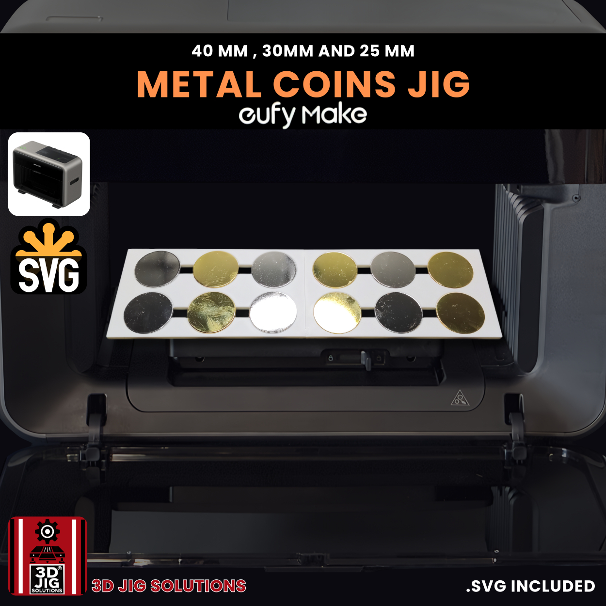EufyMake E1 Metal Coin UV Printer Jig | 40mm, 30mm, & 25mm - Image 6