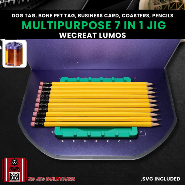 WeCreat Lumos 7-in-1 Laser Engraving Jig | Dog Tags, Coasters, & Pencils - Image 7