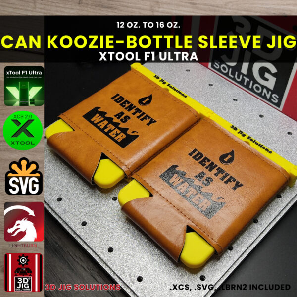 xTool F1 Ultra Can Koozie Jig | Bottle Cooler Sleeve Engraving Alignment, xTool F2 Ultra Compatible, Engrave Front & Back, XCS Files
