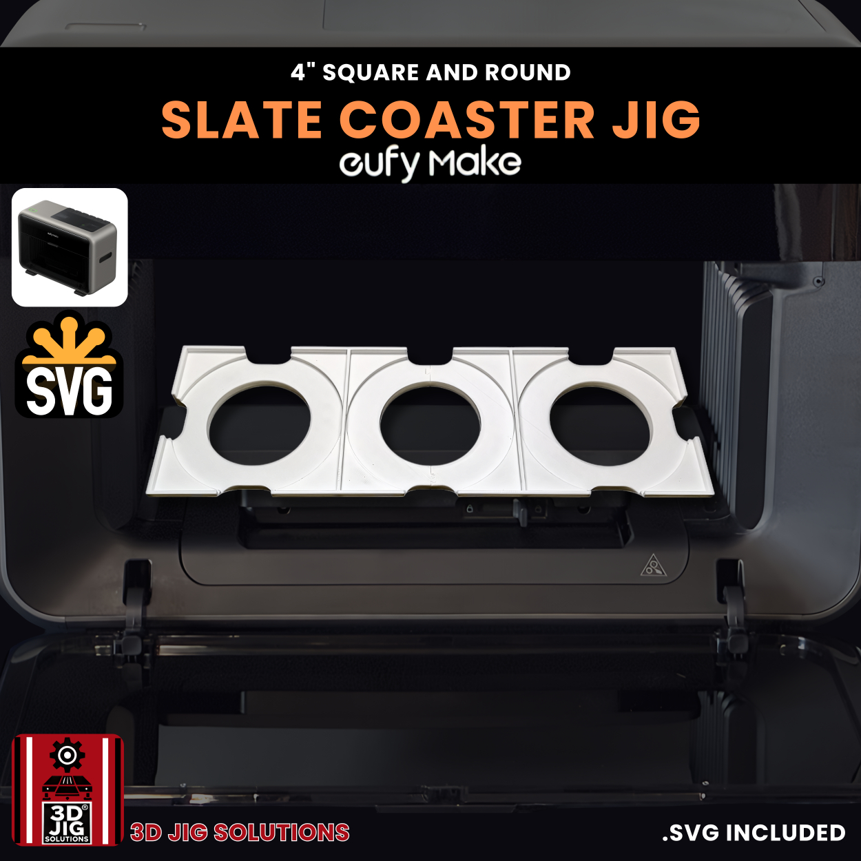 EufyMake E1 Slate Coaster UV Printer Jig | 4-Inch Alignment Fixture - Image 7