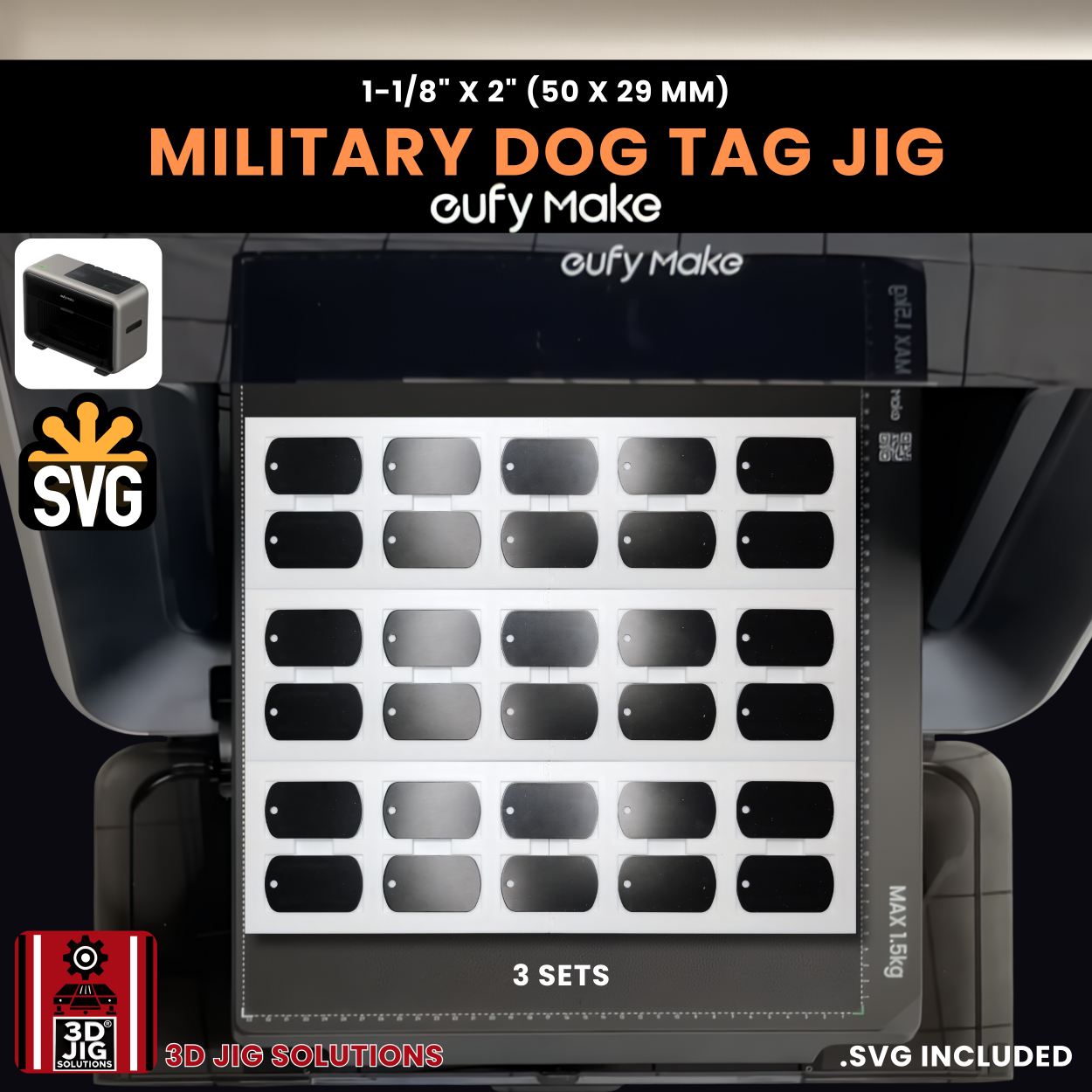 EufyMake E1 Military Dog Tag Jig | UV Printer Fixture - Image 6