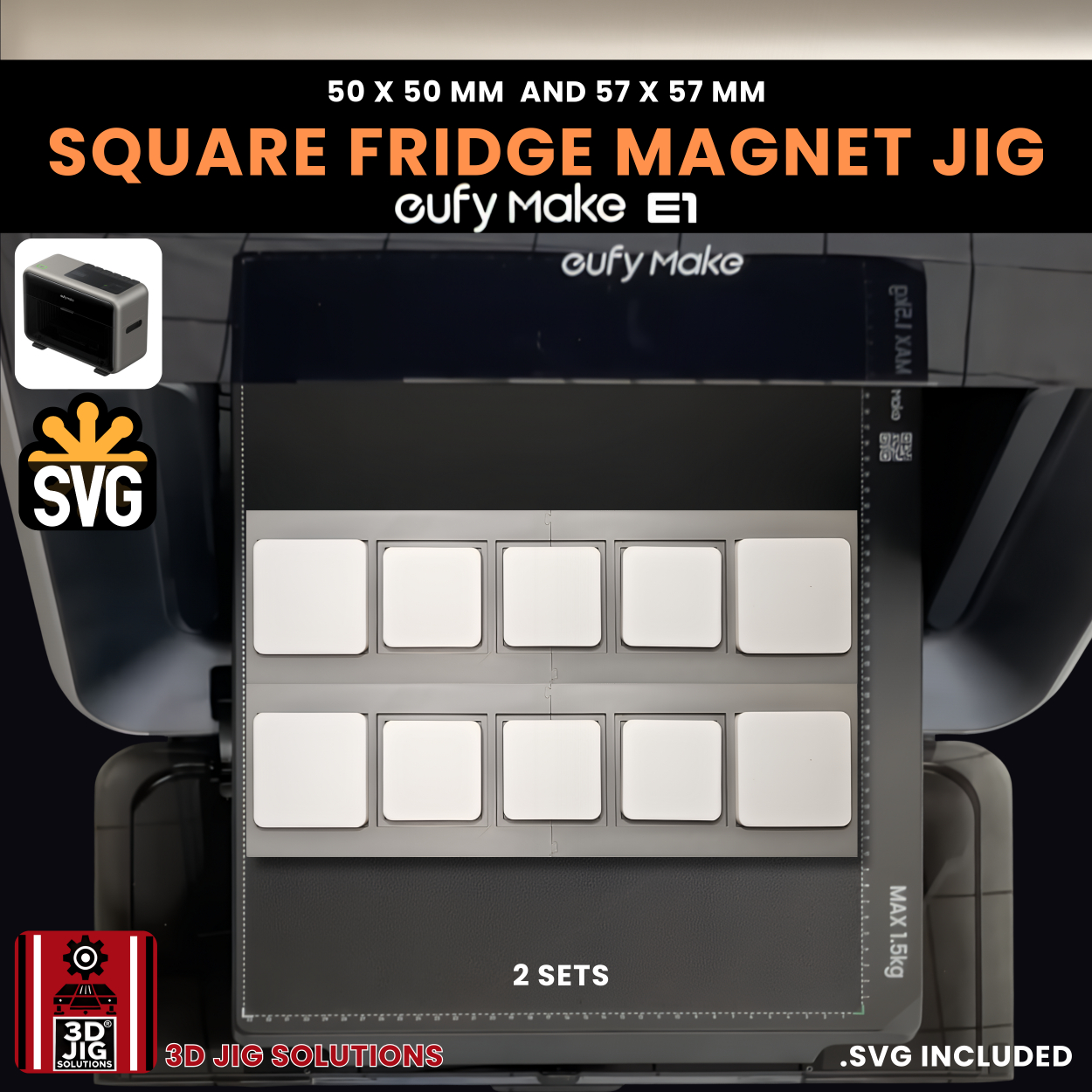 EufyMake E1 Square Fridge Magnet UV Printer Jig | 50mm & 57mm - Image 7