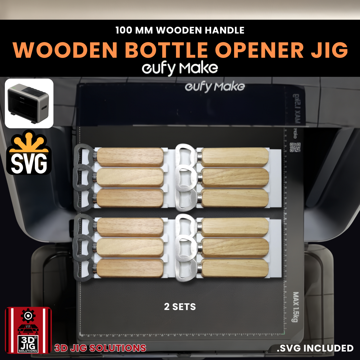 EufyMake E1 Wooden Handle Bottle Opener Jig | UV Printer Fixture - Image 5