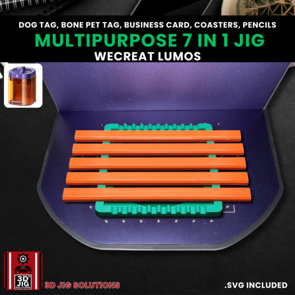 WeCreat Lumos 7-in-1 Laser Engraving Jig | Dog Tags, Coasters, & Pencils - Image 8