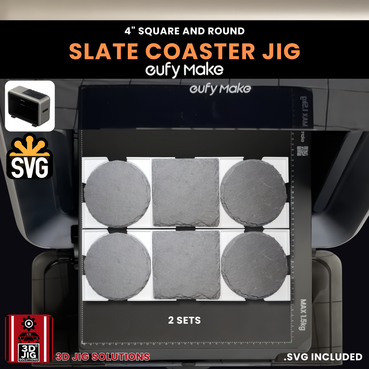 EufyMake E1 Slate Coaster UV Printer Jig | 4-Inch Alignment Fixture - Image 8
