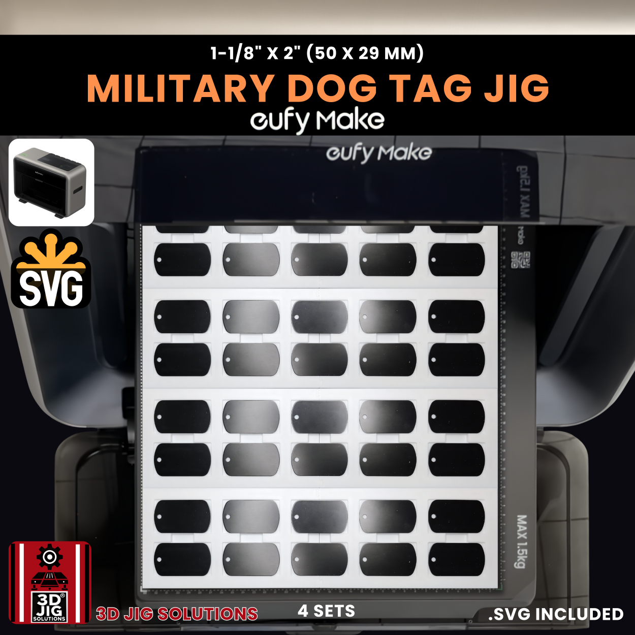 EufyMake E1 Military Dog Tag Jig | UV Printer Fixture - Image 7