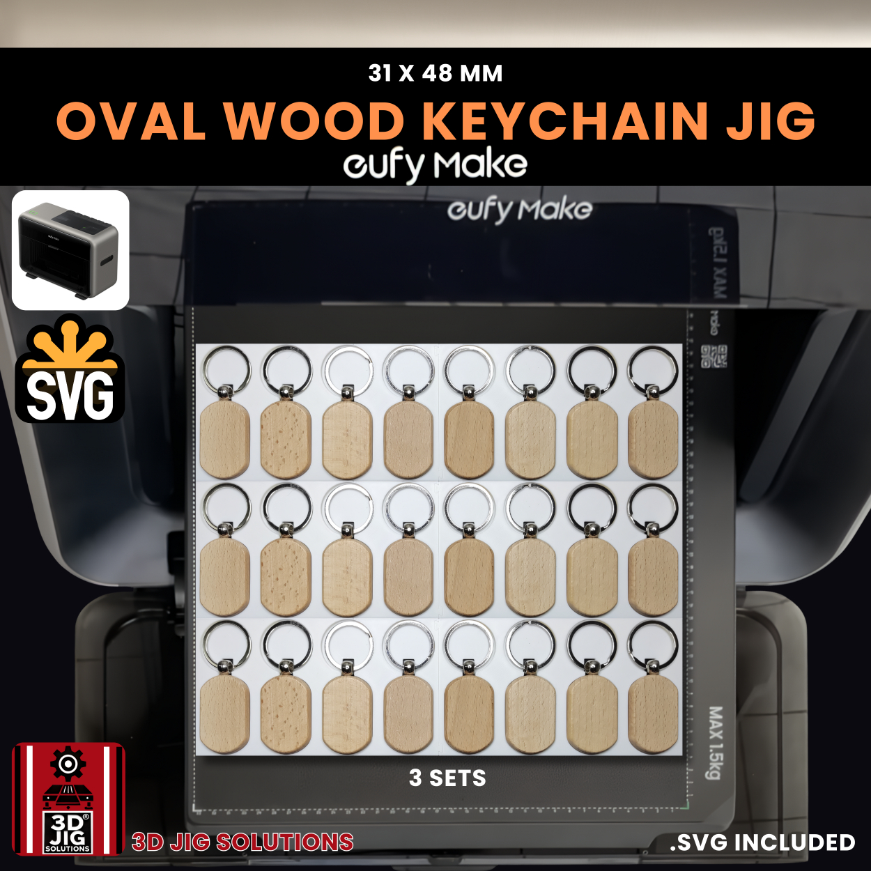 EufyMake E1 Oval Wood Keychain Jig | UV Printer Fixture - Image 6