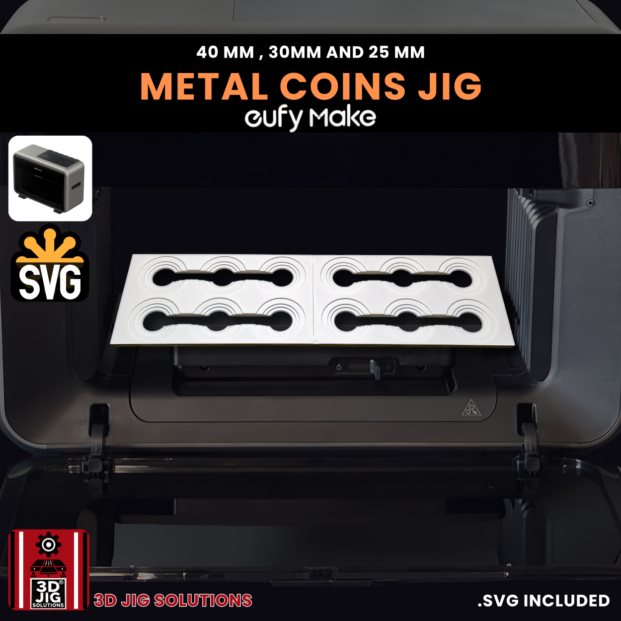 EufyMake E1 Metal Coin UV Printer Jig | 40mm, 30mm, & 25mm - Image 8