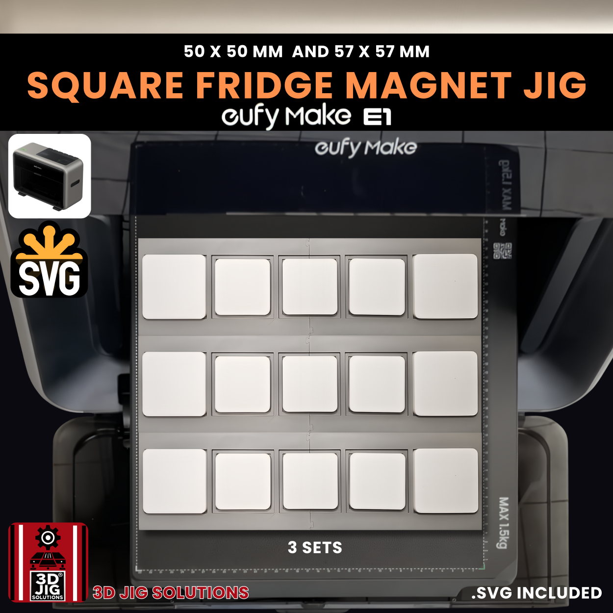 EufyMake E1 Square Fridge Magnet UV Printer Jig | 50mm & 57mm - Image 8