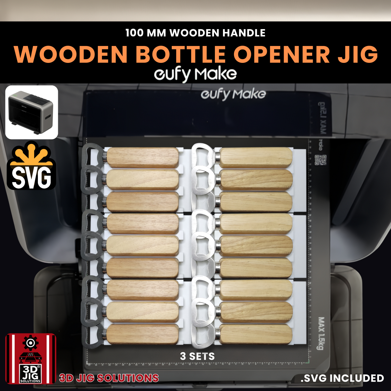 EufyMake E1 Wooden Handle Bottle Opener Jig | UV Printer Fixture - Image 6